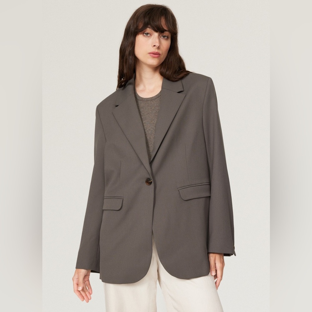 SAMSOE Oversized Single-Button Blazer in Taupe - Picture 2 of 8